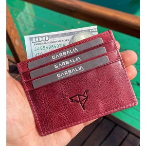 Seul Crazy Deri Çift Taraflı Unisex Kartlık Cüzdan Bordo