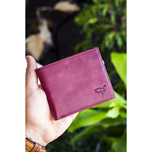 Delhi Hakiki Deri Bozuk Para Bölmeli İnce Erkek Cüzdanı Bordo