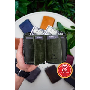 Fargo Vintage Deri Fermuarlı  Kartlık Cüzdan Yeşil