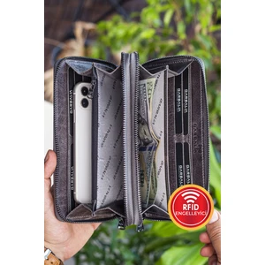 Orleans Vintage Deri Telefon Bölmeli El Çantası Cüzdan Kartlık