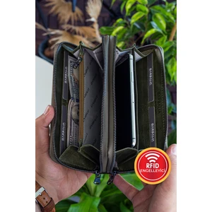 Orleans Vintage Deri Telefon Bölmeli El Çantası Cüzdan Kartlık