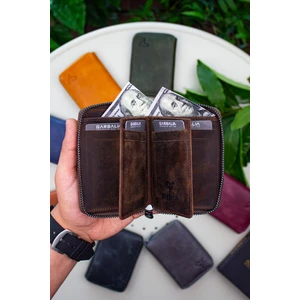 Fargo Vintage Deri Fermuarlı Unisex Kartlık Cüzdan