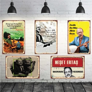 Beş Parça Neşet Ertaş Mdf Dekoratif Tablo
