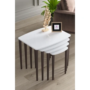 Concept Anka Serisi Mdf 1.sınıf  4lü Zigon Sehpa Takımı / Ceviz Renk Gürgen Ayaklar