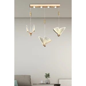 Elegance Modern Kelebek Tasarım Üçlü Sarkıt LED Avize Sıralı Rose Gold Sarı Ledli Avize