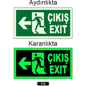 Fosforlu Çıkış Exıt Yön Levhası F-2
