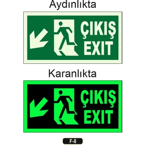 Fosforlu Çıkış Exıt Yön Levhası F-8