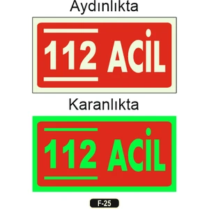Fosforlu 112 Acil Yön Levhası F-25
