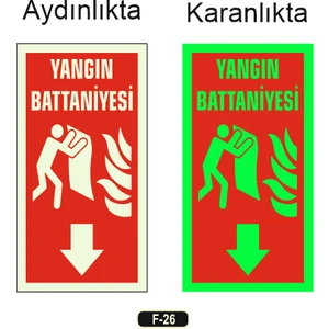 Fosforlu Yangın Battaniyesi Yön Levhası F-26