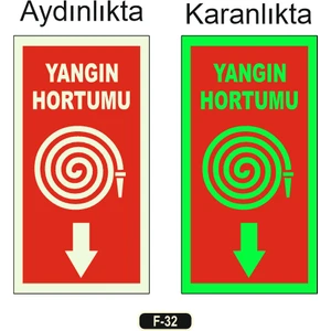 Fosforlu Yangın Hortumu Yön Levhası F-32