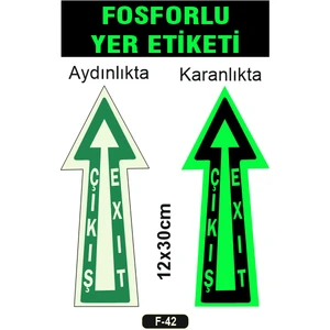 Fosforlu Yer Etıketı Çıkış Exıt Yön Levhası F-42