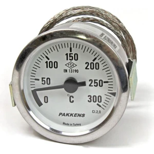 Çap 60 0/+300 °c Arkadan Bağlantılı Pano Tip Gazlı Termometre 1mt Paslanmaz Örgülü