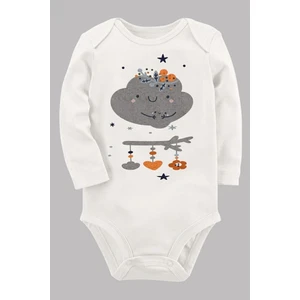Organik Baskılı Pamuklu Unisex Bebek Body Uzunkole5