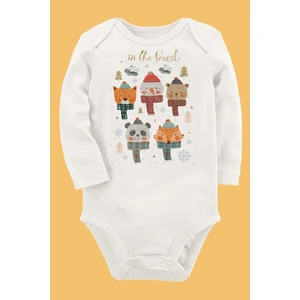Organik Baskılı Pamuklu Unisex Bebek Body UZUNKOLE38