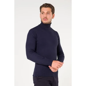 Erkek Balıkçı Yaka Lacivert Slim Fit Kışlık Kazak