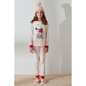 Pembe Kız Çocuk Snoopy 2li Pijama Takımı