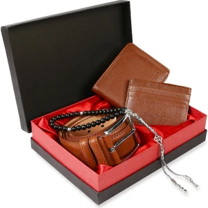 Erkek Cüzdan Kemer Kartlık Tesbih Hediye Seti
