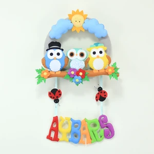 Renkli Hayallerim Aybars Isimli Baykuş Bebek Odası Kapı Süsü