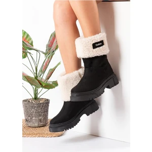 Kadın Tüylü Kısa Uzun Kalın Taban Ugg Model Dikişli Bayan Bot