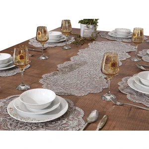 Tropik Home Amerikan Servis 8 Kişilik Valeria Gri Supla ve Runner Set 9 Parça Sunum Takımı Tropikhome