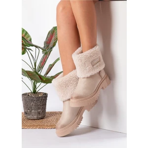 Kadın Tüylü Kısa Uzun Kalın Taban Ugg Model Dikişli Bayan Bot