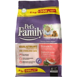 Pets Family Premium Somonlu Kısırlaştırılmış Yetişkin Kedi Maması 1.300 G