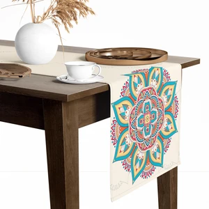Tropik Home Dijital Baskılı Etnik Desen Renkli Baskılı Masa ve Sunum Runner 40X145 Tropikhome