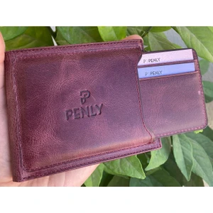 Cepli Bordo Renk  Hakiki Deri Cüzdan