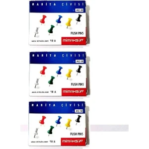 Harita Çivisi Pano Iğnesi Mimaks Renkli Harita Çivisi 3 Paket