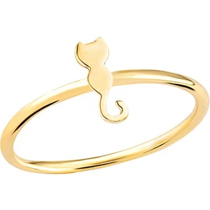 14 Ayar Altın Minimal Kedi Yüzük