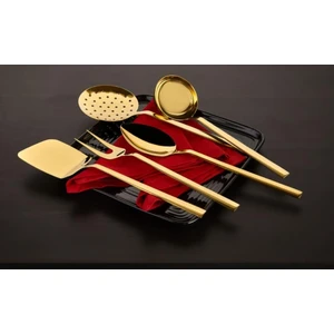 Hüma Titanyum Gold Kepçe, Kevgir, Servis Takımı 307G