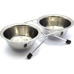 Çelik Ikili Mama Kabı Ayaklı   17 cm