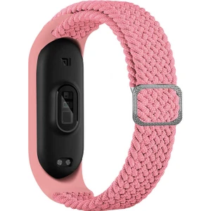 Xiaomi Mi Band 6 Kordon Cırtcırt Kumaş Ayarlanabilir Örgü Tasarım Krd 49 Pembe