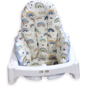 Bebek Özel Bebek Çocuk Mama Sandalyesi Minderi Gökkuşağı ve Mavi Yıldızlı