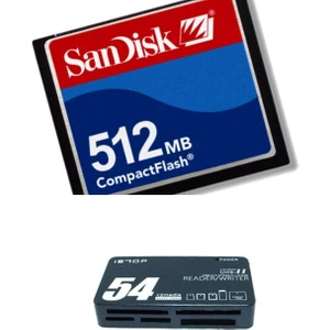 512 MB Compact Flash Hafıza Kartı - USB 2.0 Cf Kart Okuyucu