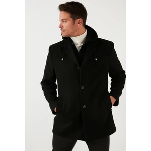 Çıkarılabilir Kapüşonlu Kırçıllı Slim Fit Kaşe Kaban Erkek KABAN 5841013