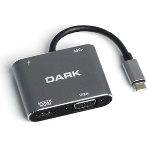 USB 3.1 Type-C' to 4K Ultra HD 1080p Hdmi/VGA/Pd Şarj/Usb 3.0 4in1 Çevirici Hub Adaptör (DK-AC-U31XHDV)
