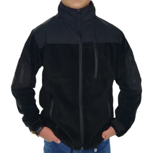 Erkek Siyah Tactical Softshell Polar Fermuarlı Mont Ceket