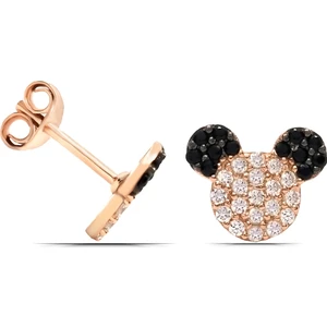 Parmas Design Kız Çocuk Mickey Mause 925 Ayar Gümüş Küpe