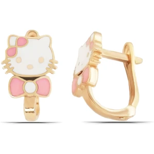 Parmas Design Kız Çocuk Hello Kitty Kedi Tasarım 925 Ayar Gümüş J Küpe