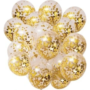 Bal10 Dünyası Şeffaf Gold Konfetili Balon 10'lu