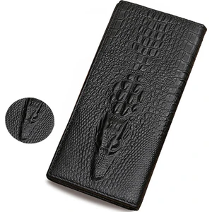 İyi Çanta Uzun Erkek Cüzdan Timsah Desen Hakiki Inek Deri Avrupa Cep Kartı Holde Erkek Çanta Sikke Cebi Fold Erkek Cüzdanı  (Yurt Dışından)