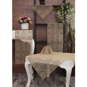 Tropik Home Tropikhome Victoria Bej Renk Salon Takımı 5 Parça Nakış Çeyiz Seti