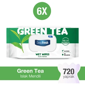 Deep Fresh Doğal Özler Yeşil Çay Islak Mendil 6 x 120 Yaprak