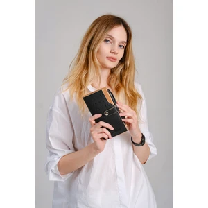 Just Polo Kadın Siyah Taba 20 Kart Kapasiteli Gofraj Baskılı Çıtçıt ve Fermuar Kapama Vegan Kartlık Cüzdan