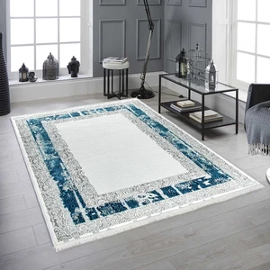 Bazaar Forum Bazaarforum Dekoratif Saçaklı Mermer Desen Yeni Model Pvc Deri Kaymaz Taban Dijital Baskı Halı 180X280CM CK-560