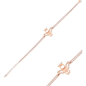 Rams Gümüş Altın Kalpli Melek Gümüş Bileklik