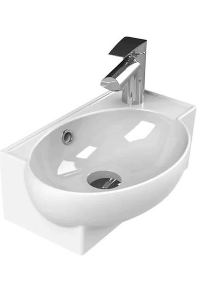Turkuaz Banyo ve Tuvalet Mini Köşe Lavabo 28*45 cm Beyaz Banyo Dolaplı