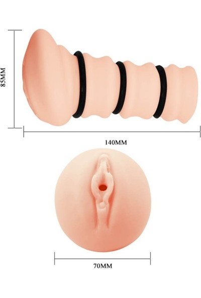 Crazy Bull Üç Halkayla Sıktırılmış Gerçekçi Vajina Mastürbatör - Dar Model