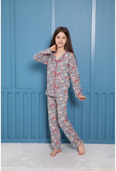 Softly Gri Kedi Desenli Pijama Takımı
